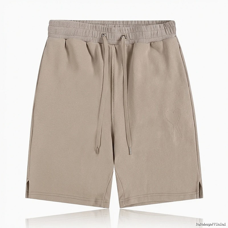 AMI Embroidered Trendy Brand Khaki Shorts