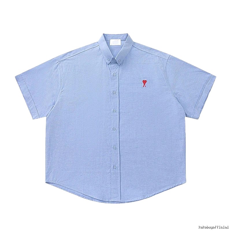 AMI Love Series Simple Style Blue Shirt