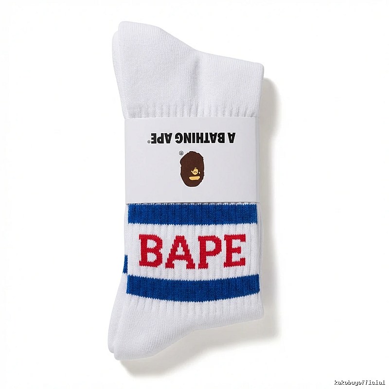 Bape striped trendy white socks