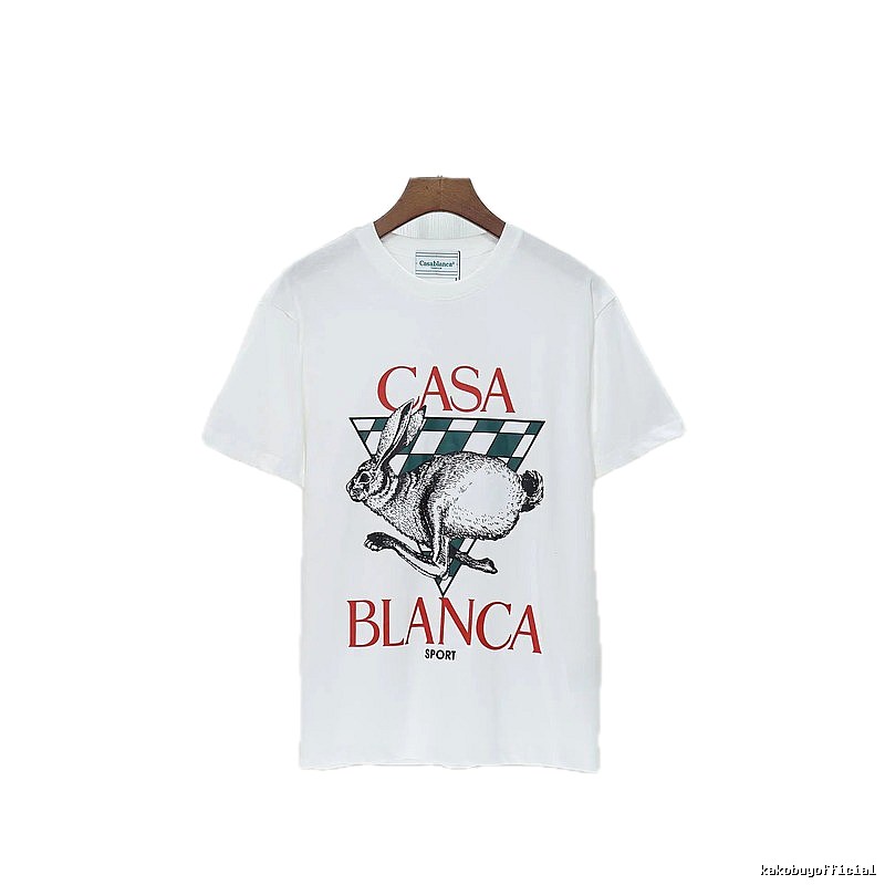 Casablanca Rabbit Element Fashion White T-shirt