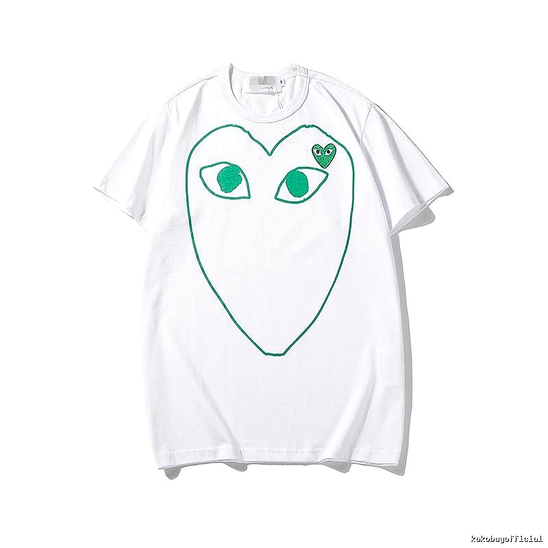 Comme des Garcons PLAY 2023-13 Green Style 2313 Heart Logo T-Shirt Soft Neutral