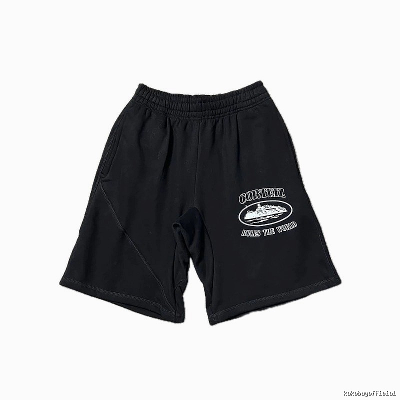 Corteiz retro-style black shorts
