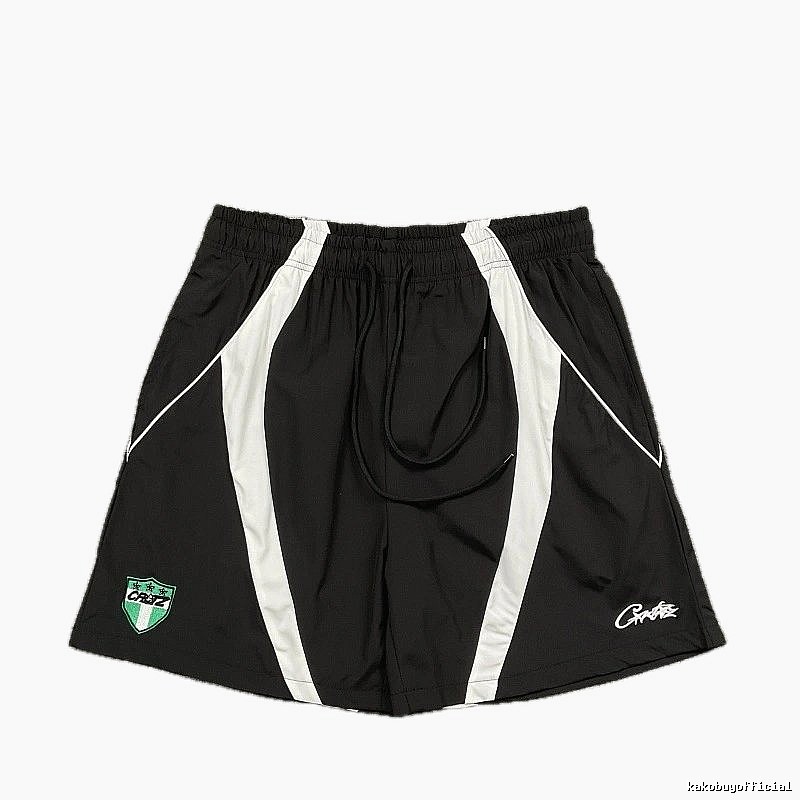 Corteiz Shield Logo Street Style Black and White Shorts