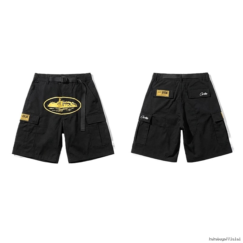 Corteiz workwear-style black shorts
