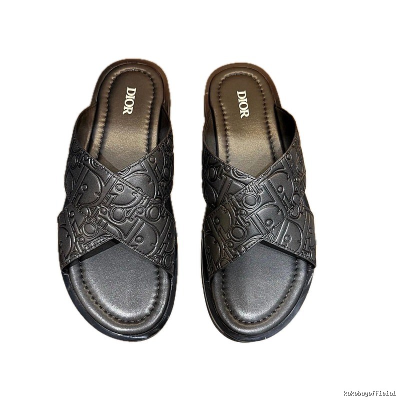 Dior Monogram Collection Light Luxury Style Black Slides