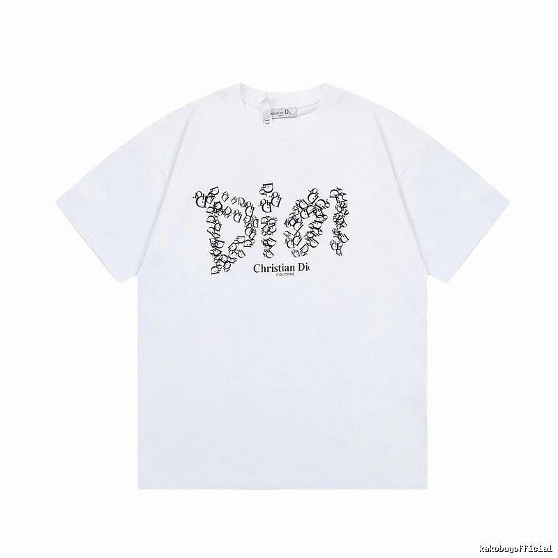 Dior Monogram Light Luxury Style White Short-sleeve T-Shirt