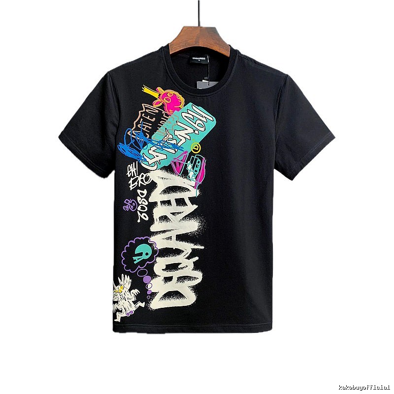 DSQ Graffiti Street Style Black Short-sleeve T-shirt
