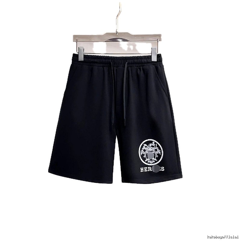 Hermès Logo Print Casual Style Black Shorts