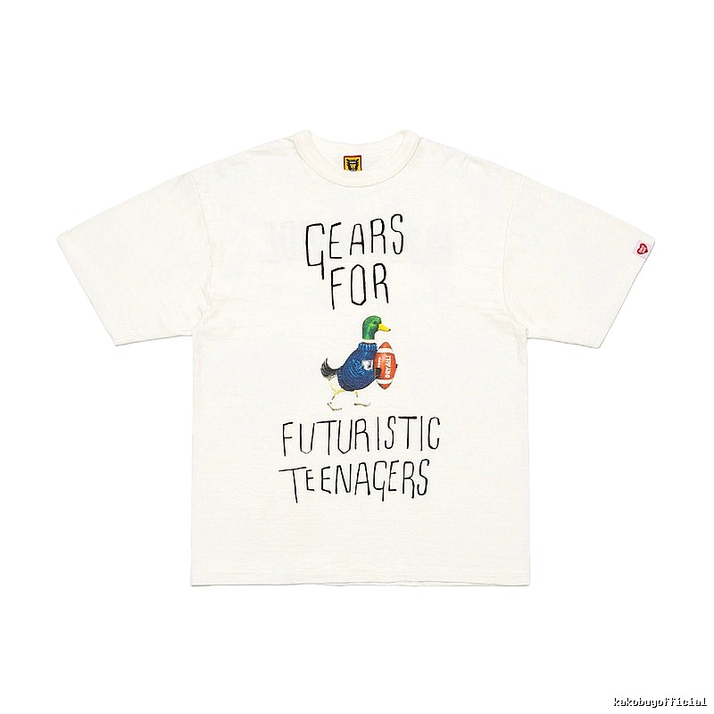 HUMAN MADE Japanese Streetwear Green Duck Printed Off-white T-shirt