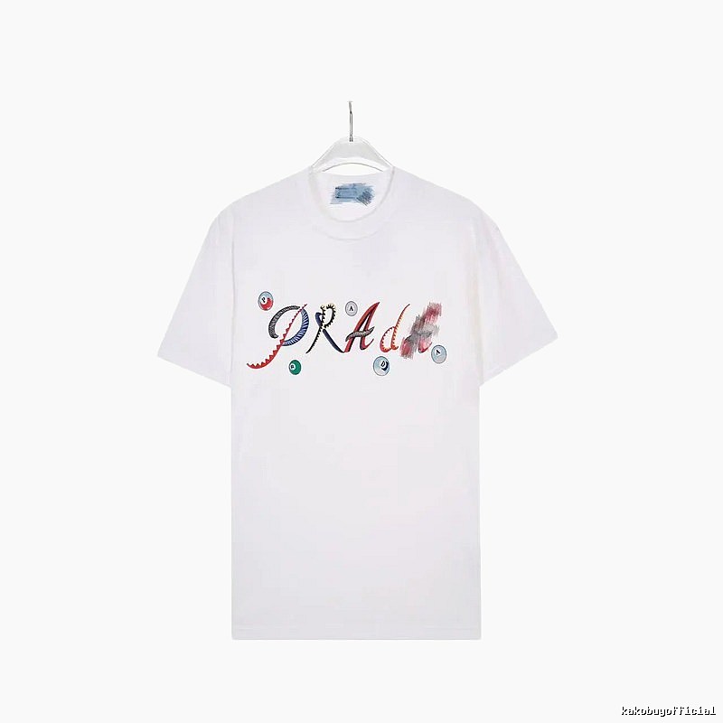 Prada Street Style White Short-sleeve T-shirt with Colorful Print