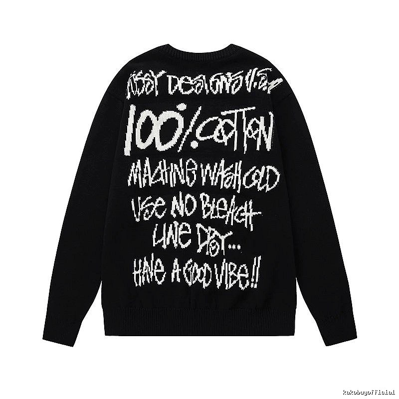 Stussy Black Swirl Graphic SweatShirt Relaxed Styling