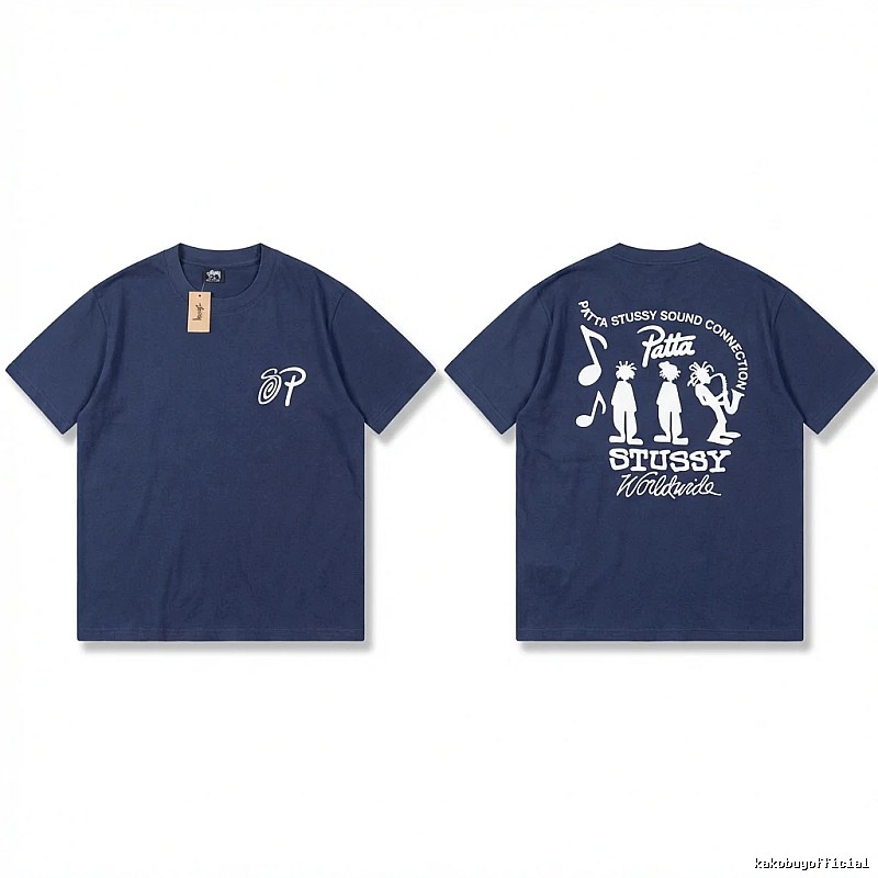 Stussy Co-branded Hip-hop Style Navy Blue T-shirt