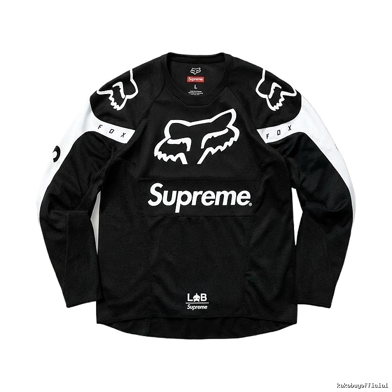Supreme black and white trendy long-sleeved shirt