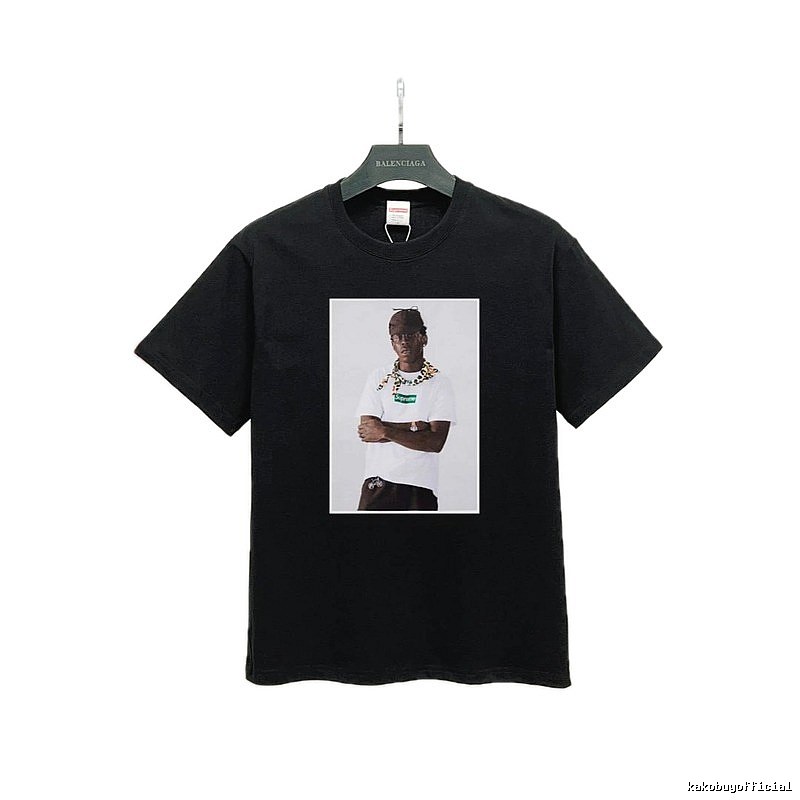 Supreme Portrait Print Street Style Black T-Shirt