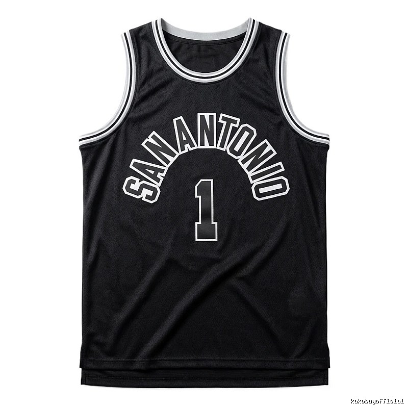 The black jersey of the San Antonio Spurs' Wembanyama style.