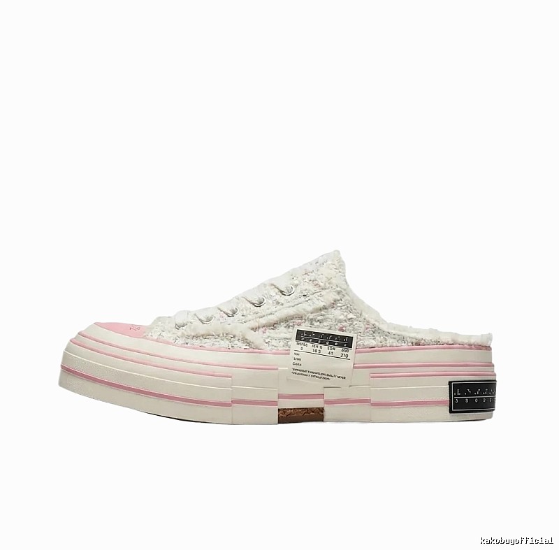 Xvessel casual style white and pink slippers