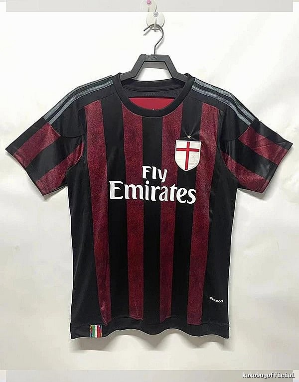 AC Milan Daily Retro soccer jersey Red Black Striped with Visual Detail