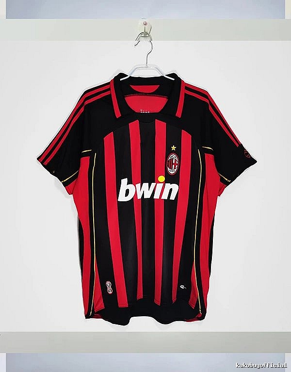 AC Milan Patterned Retro soccer jersey Red Black Striped with Polished Detail