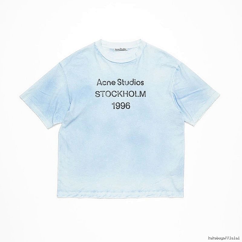 Acne Studios 2090-80 Light Blue Style Ac908046 Stockholm Logo T-Shirt Gift Ready