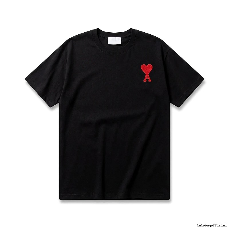AMI Love Embroidery Simple Black T-shirt