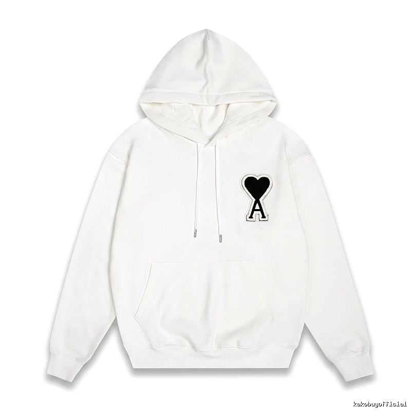 AMI Love Series Minimalist Style White Hoodie