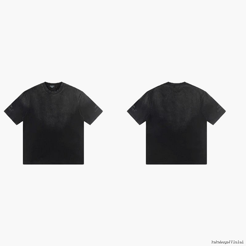 Balenciaga Distressed Street Style Black Short-Sleeve T-Shirt