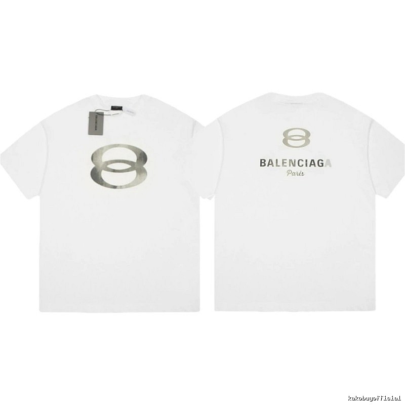 Balenciaga Double 8 Print Street Style White T-Shirt