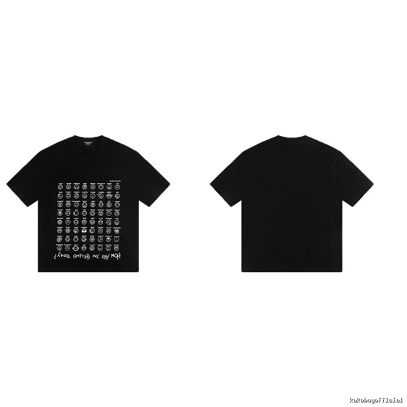 Balenciaga Emoji Printed Street Style Black T-Shirt
