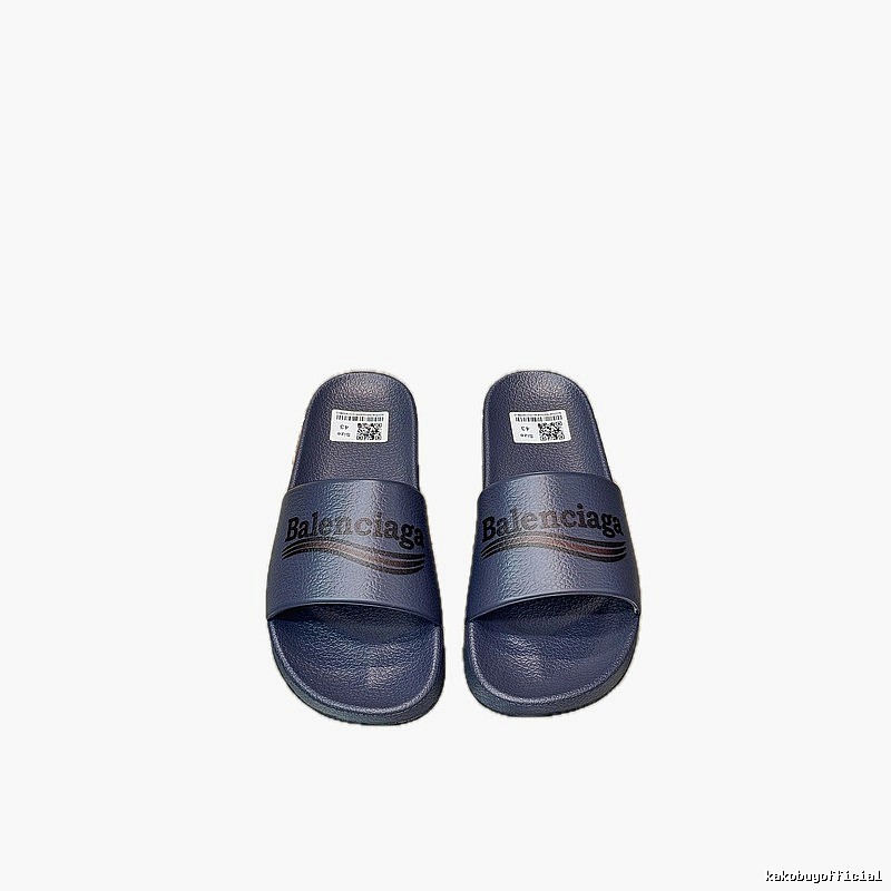 Balenciaga Letter Print Casual Style Navy Blue Slides