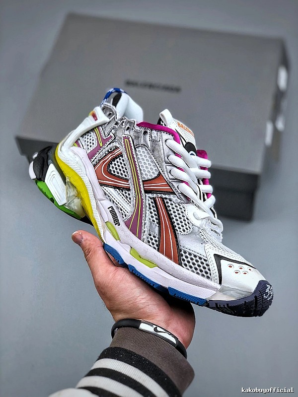 Balenciaga White Runner Multi-color Runner Sneaker for Streetwear Looks