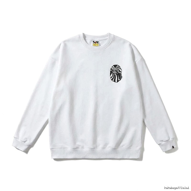 Bape Ape Head Minimalist Style White Sweatshirt
