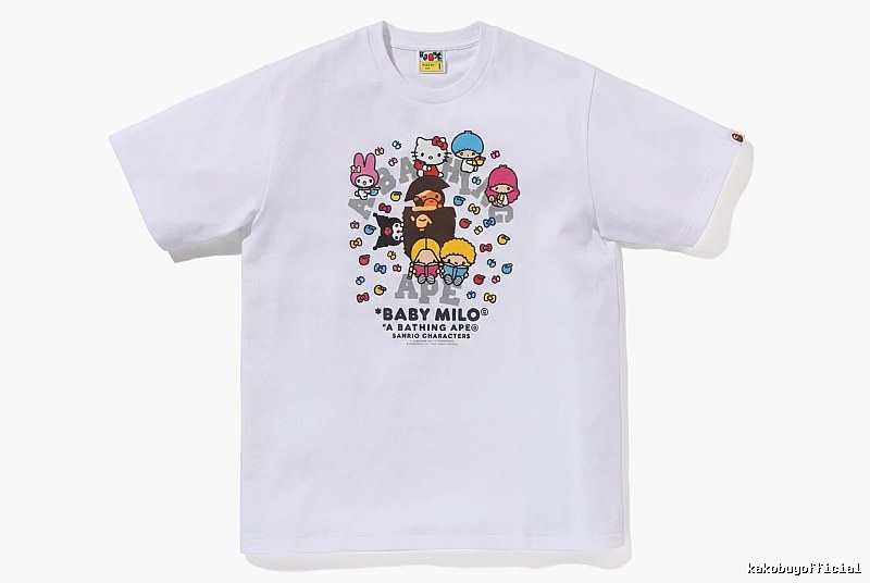 Bape cartoon - printed white T - shirt
