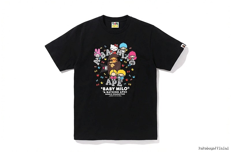 Black T-shirt with Bape cartoon prints
