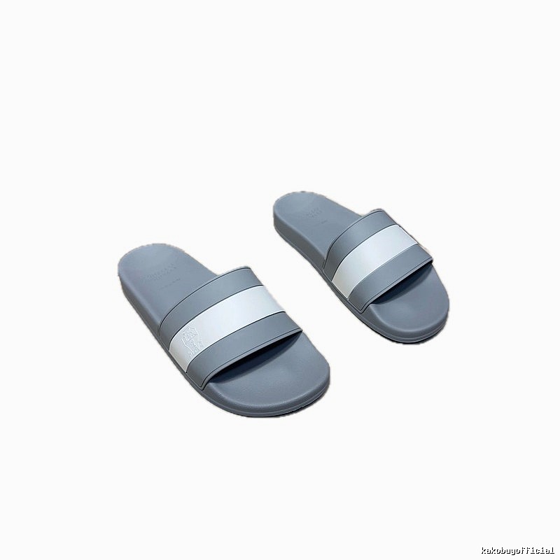 Brunello Cucinelli Casual Style Gray and White Color-block Slides