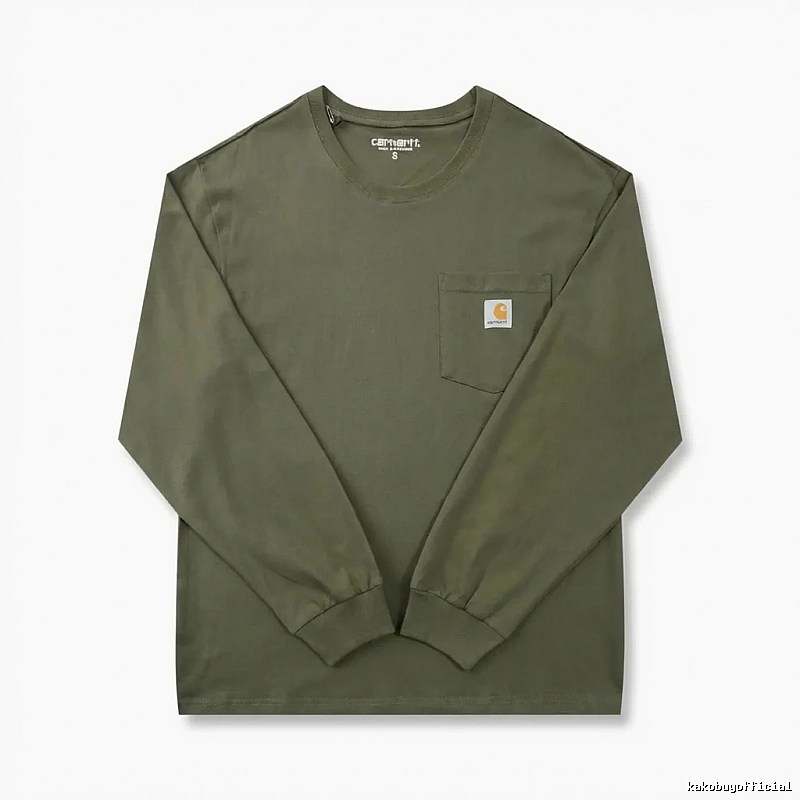 Carhartt workwear style olive green long-sleeve