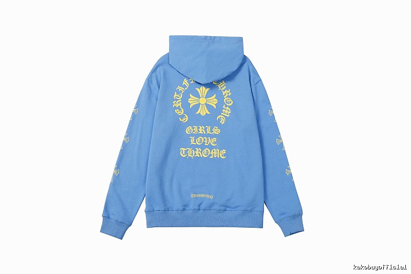 Chrome Hearts 2088-90 Sky Blue Cross Graphic Hoodie Summer Styling