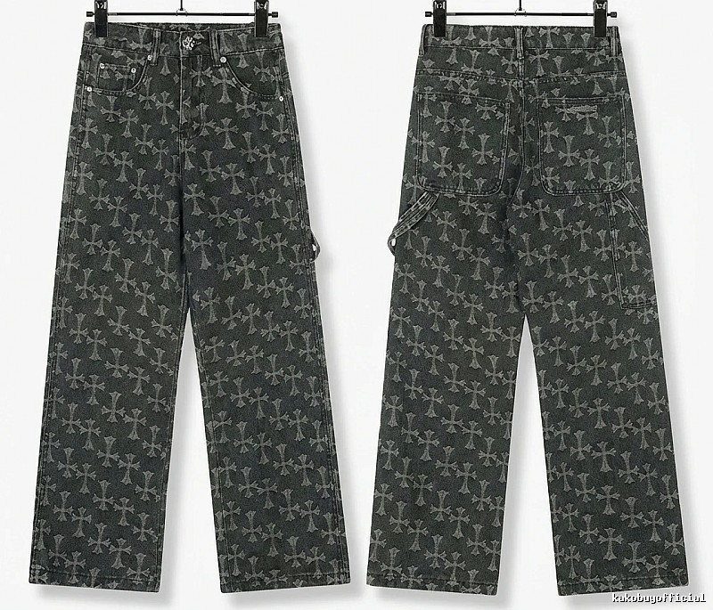 Chrome Hearts cross print black jeans