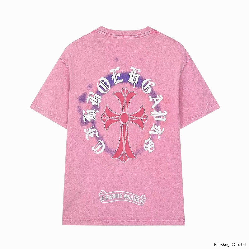 Chrome Hearts Cross Vintage Style Pink T-Shirt