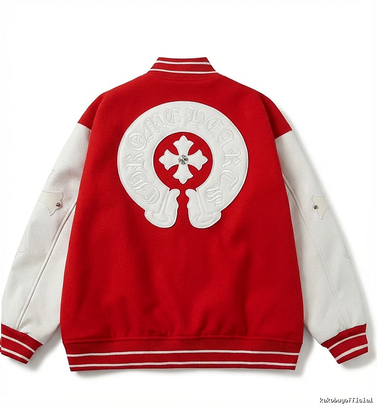 Chrome Hearts Retro Red and White Baseball Jacket