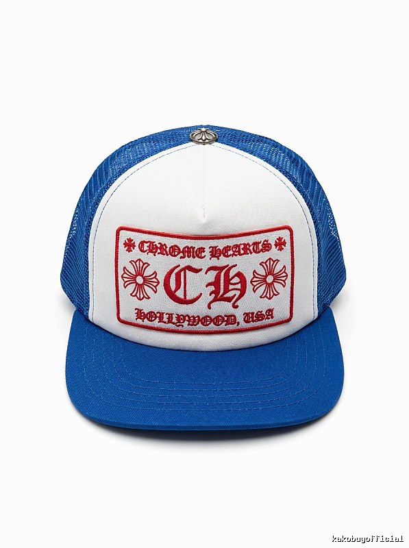 Chrome Hearts Retro Style Blue and White Hat