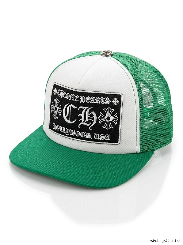 Chrome Hearts Retro Style Green and White Hat