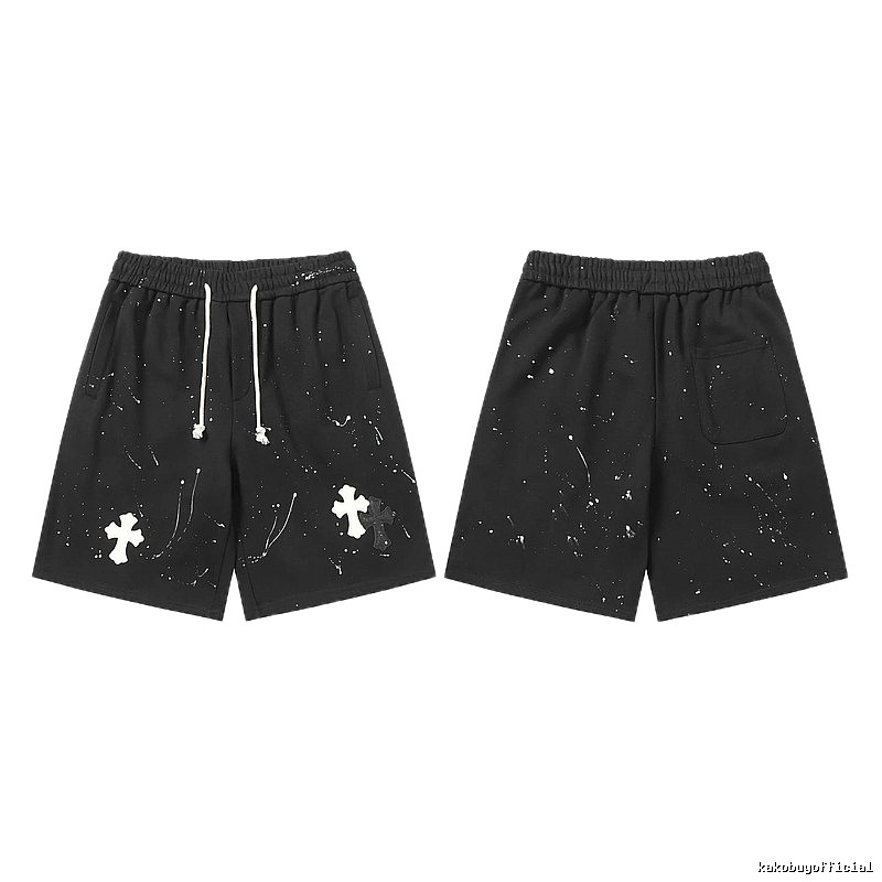 Chrome Hearts splatter - style black shorts