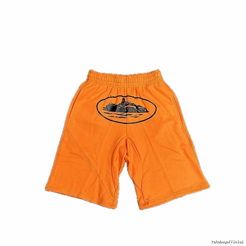 Corteiz Printed Casual Orange Shorts