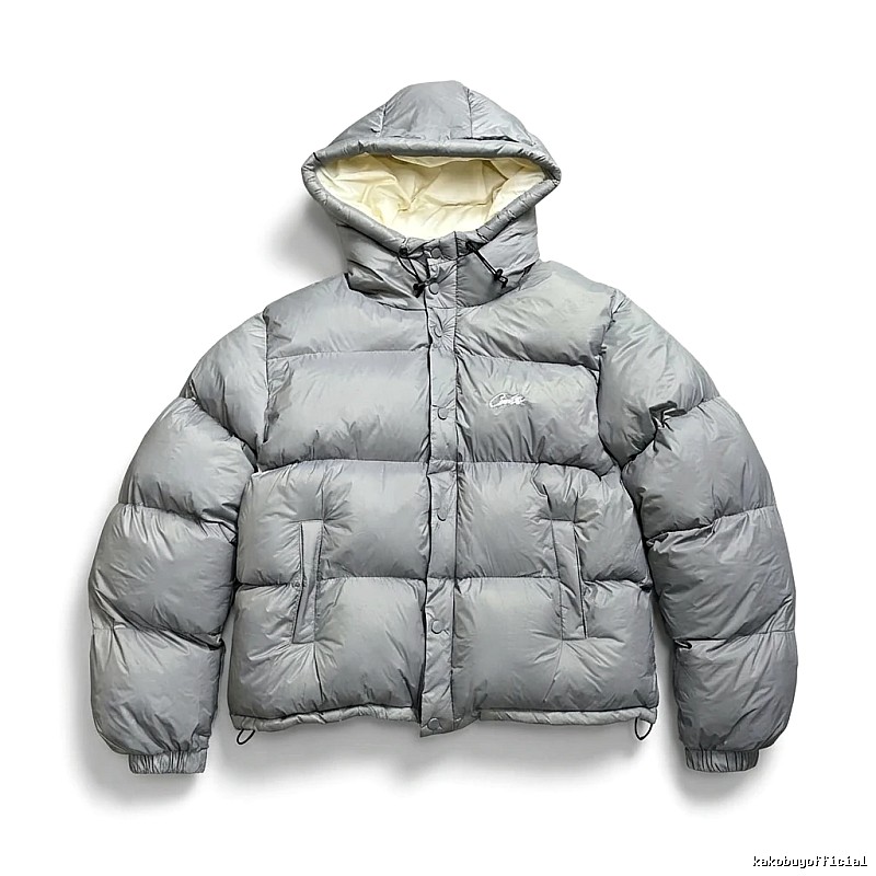 Corteiz trendy and cool style grey down jacket