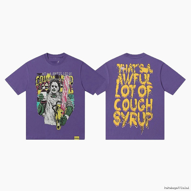 COUGH SYRUP American Street Style Purple Printed Short Sleeve T-Shirt