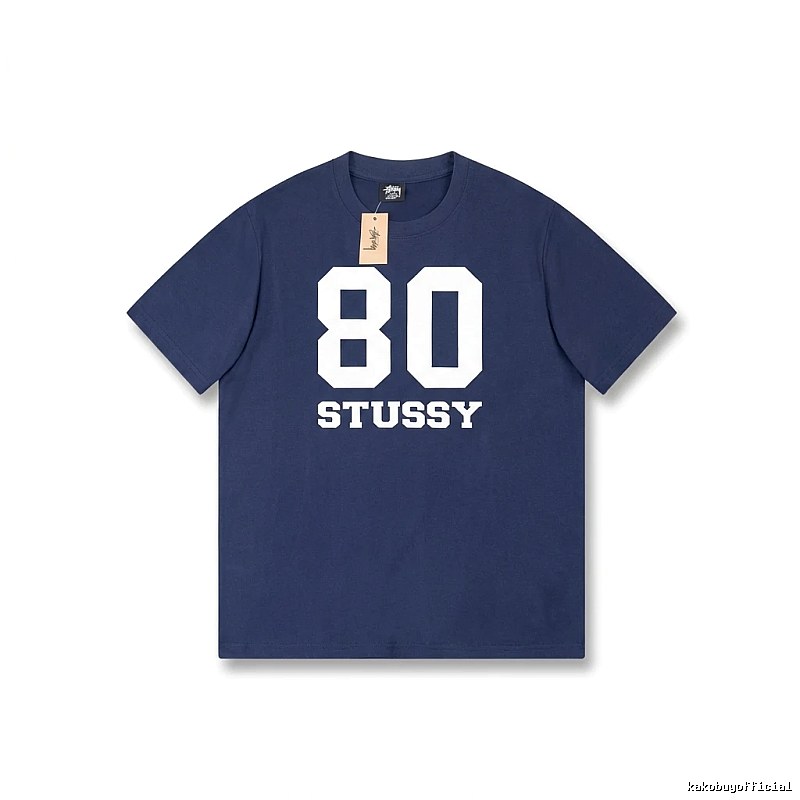 Deep blue T-shirt with Stussy digital printing