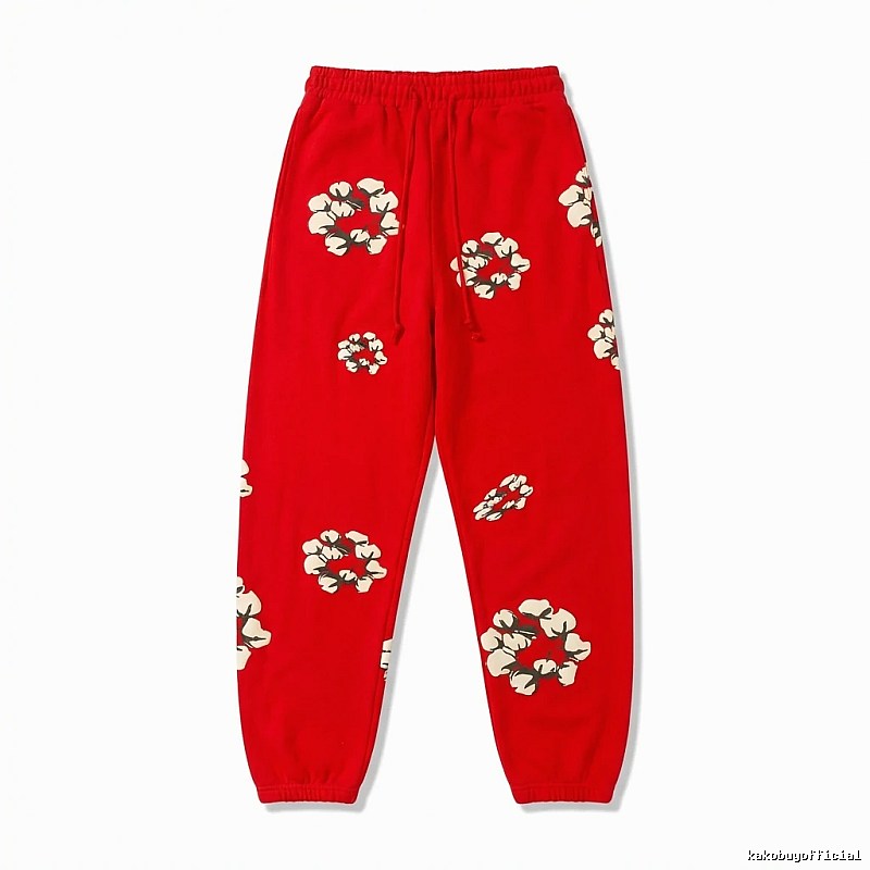 DENIM TEARS Floral Style Red Sweatpants