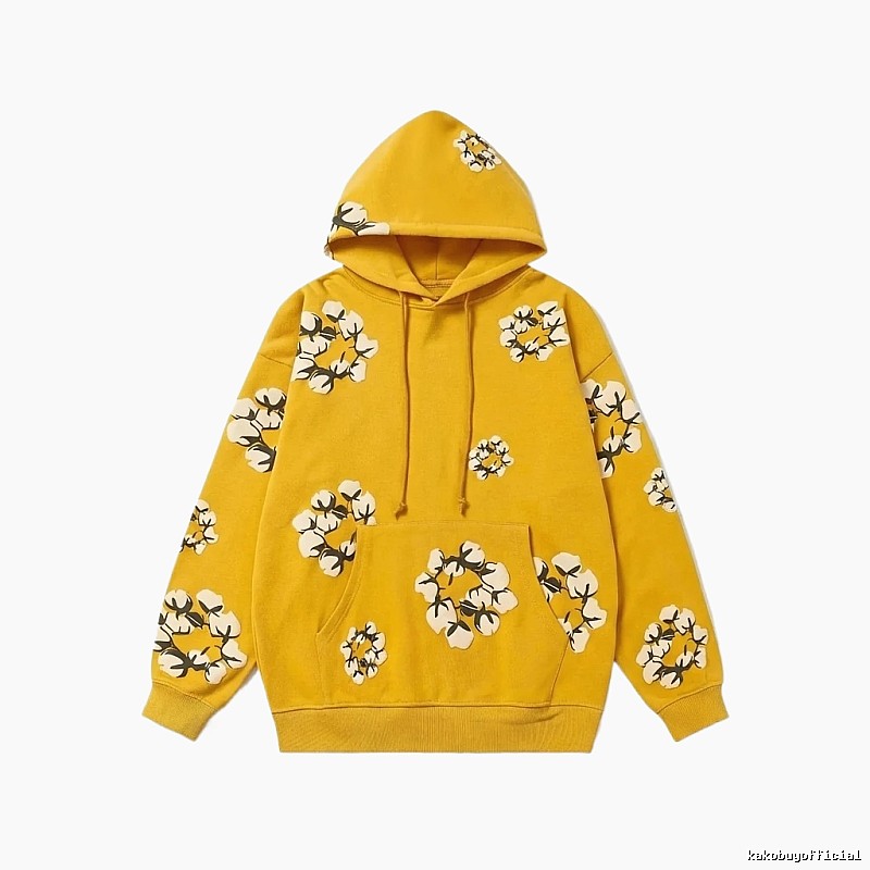 DENIM TEARS Floral Style Yellow Hoodie