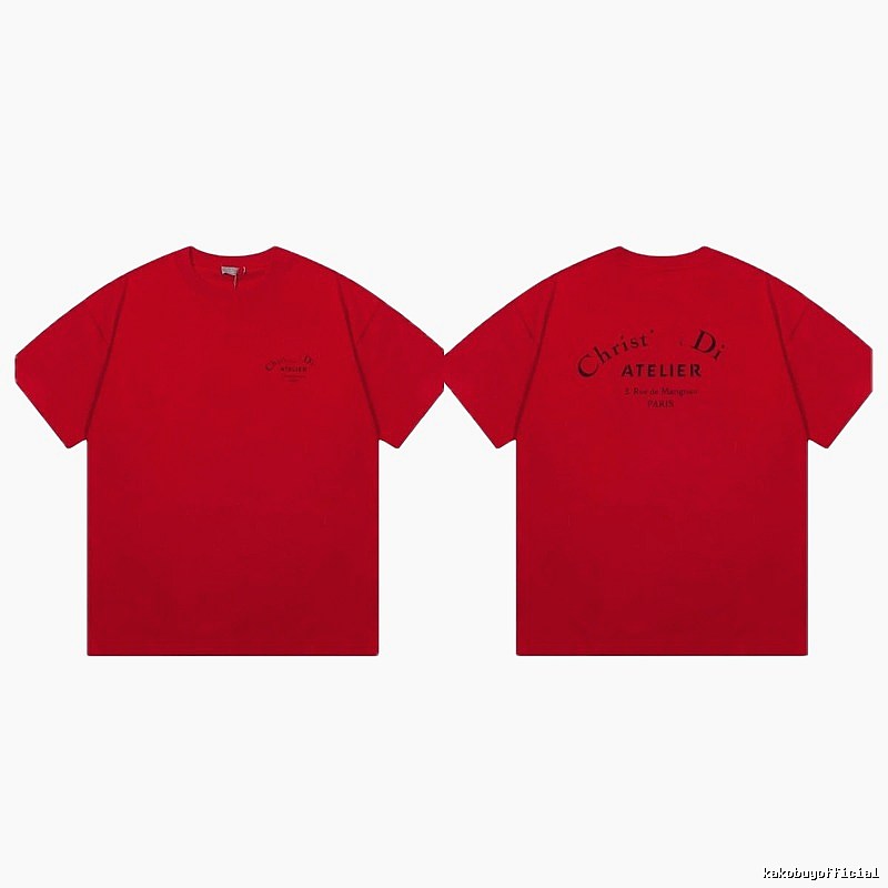 Dior Atelier Minimalist Style True Red Short-sleeve T-shirt