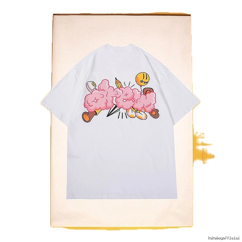 DREW Cloud Print Street Style White Short-sleeve T-shirt
